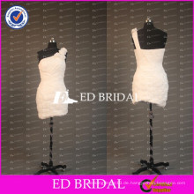 ED Brautblume Eine Schulterhülle Kurzes mit Rüschen besetztes Chiffon- Weißes Cocktailkleid mit Feder 2017